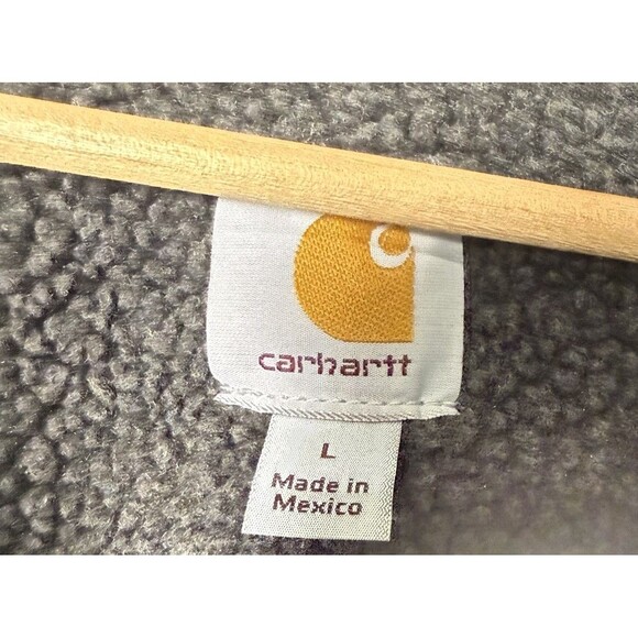 Carhartt C61 BLK Barn Coat Jacket Sherpa Lined Duck Canvas Sz Large Distressed - Picture 10 of 13